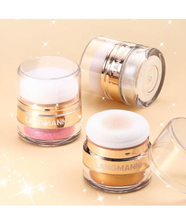 Glitter Body Highlighter Powder - Silvery Face & Body Shimmer for Glow Makeup with Sponge Head - Buy Online on GoSupps.com