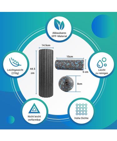 Fascia Roll Set - 3 Piece Removable Fascia Set with Ball & Roller for Muscle Self-Massage & Fascia Training - International Shipping Available - Buy Online on GoSupps.com