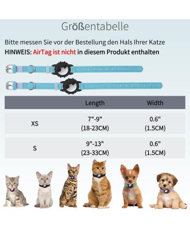 Buy Airtag Cat Neck Band - Soft GPS Collar with Bracket & Bell for Girls/Young Cats (XS Blue) - International Shipping Available - Buy Online on GoSupps.com
