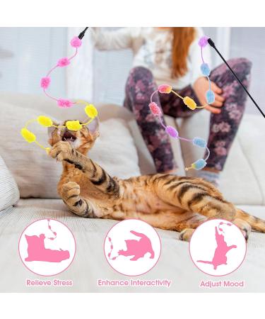 Cobee Katzenschnur Toy - 3-Pack Interactive Cat Teaser Wands with Colorful Plush Balls | Perfect Indoor Cat Toys - Buy Online on GoSupps.com