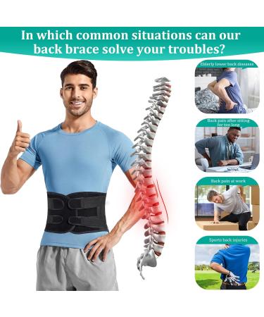 Back Brace for Men & Women - 3D Lumbar Pad for Lower Back Pain Relief Sciatica Herniated Disc Scoliosis - Breathable & Lightweight Support Belt - Black Large - Buy Online on GoSupps.com