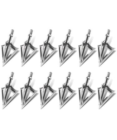 Aimdor Broadheads Hunting Broadheads 12pcs 100/125 Grain Fixed Blades Stainless Steel Hunting Broadheads for Crossbow Compound Bow and Hunting Bow X1/X3/X5/S2/S3 X1-125Grain-12Pcs