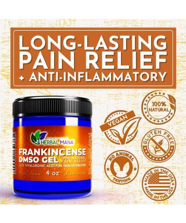 Organic Frankincense DMSO Gel 4 oz - Natural Pain Relief for Arthritis & Joint - Pure Pharma Grade DMSO with Hyaluronic Acid & Aloe Vera - Anti-Inflammatory Formula - Buy Online on GoSupps.com