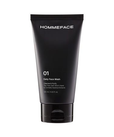 HommeFace Daily Face Wash for Men  4.22 Fl. Oz. Gentle Facial Cleanser for Deep Cleansing & Purifying with Collagen  Witch Hazel & Cica Extracts  Vegan