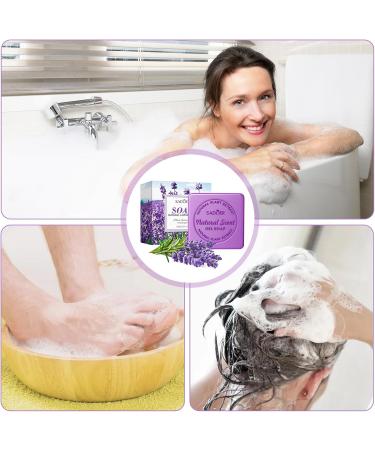  Zimoer Lavender Soap Natural Soap with Essential Oils 2 Pcs Moisturizing Hand Soap Solid Soap 100g for Hair Face Body Handmade Soap for Bathroom Wash - Buy Online on GoSupps.com
