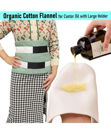 Organic Castor Oil Pack Wrap - Reusable Liver Detox Pack with Two Flannel Layers | Green L-XL - Ideal for Inflammation Relief - Buy Online on GoSupps.com