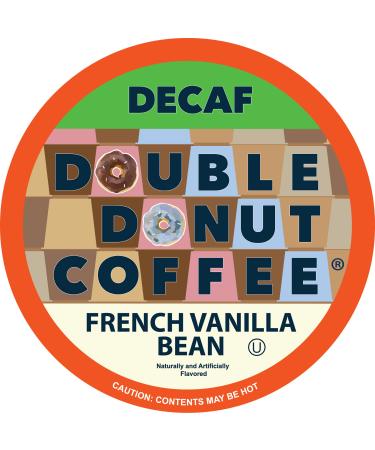 Double Donut Decaf French Vanilla Coffee Pods, Medium Roast Single Serve French Vanilla Bean Decaf Flavored Coffee Pods For Keurig K Cup Brewers, 24 Count Decaf Vanilla 24 Count (Pack of 1)