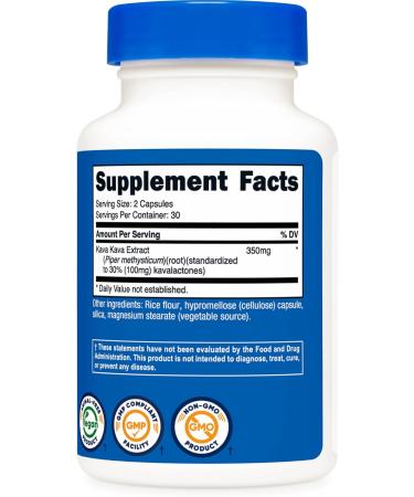 Nutricost Kava Kava Capsules 350 MG Per Serving 60 Capsules 30 Servings - Non-GMO Vegan - Buy Online on GoSupps.com