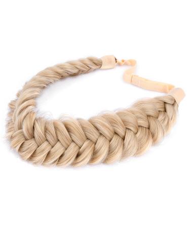 Gledola Messy Synthetic Hair Braided Headband Classic Chunky Wide Braided Headband (Honey Blonde)