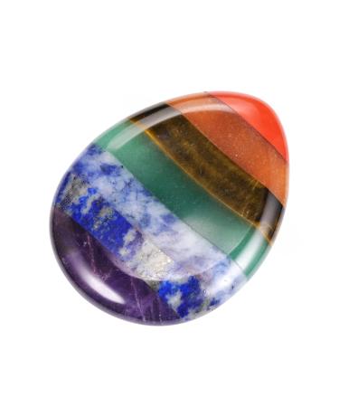 CrystalTears Chakra Worry Stone for Anxiety Healing Crystal Thumb Worry Stones Pocket Palm Stones Stress Relief Reiki Healing Meditation