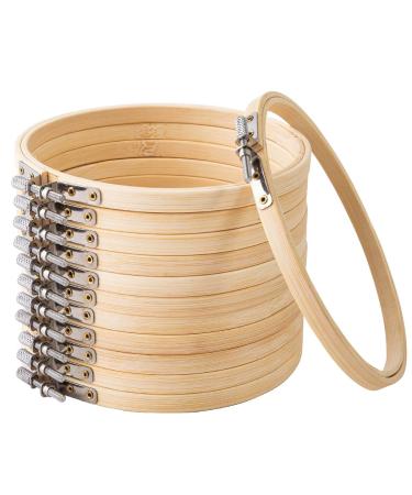 Matchne Embroidery Hoop 12PCS 8 inch Cross Stitch Supplies & Needlework Supplies Easily Loosen/Tighten Bamboo Wooden Hoops for Crafts 8 Inch X 12PCS