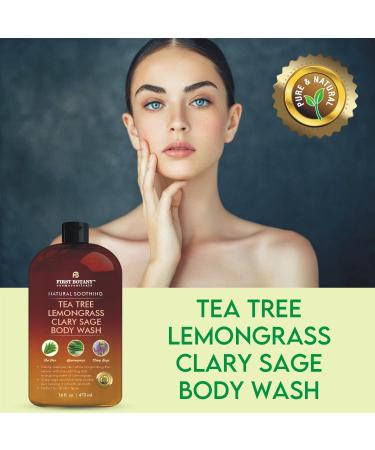 Natural Body Wash for Body Odor, Athlete's Foot, Jock Itch, Nail Issues | Shower Gel for Women & Men | 16 fl oz (Tea Tree, Lemon Grass, Clary Sage) - Buy Online on GoSupps.com