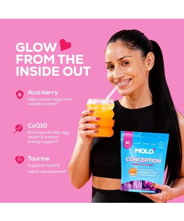 MOLO Conception Fertility Supplement for Women - CoQ10 Iodine Selenium Taurine Supporting Ovarian Health Ovulation 30 Stick Packs with Sweet Orange Flavor Vegetarian Gluten-Free & Non-GMO - Buy Online on GoSupps.com