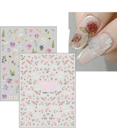 Spring Flower Nail Stickers 18 Sheets Self-Adhesive Nail Decal Summer Floral Nail Art Decoration Design Supplies - Buy Online on GoSupps.com