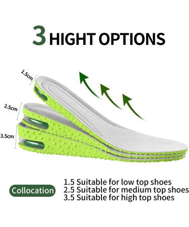 Height Increase Insoles for Men & Women - Air Cushion Heel Inserts Shock Absorption Pain Relief Green - Fits Sizes 8-11(M) & 9-13(W - Buy Online on GoSupps.com