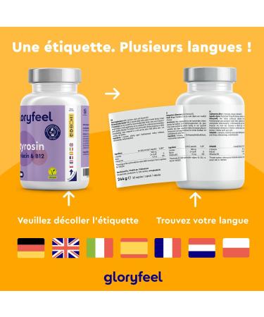 Vegan L-Tyrosine with Niacin and Vitamin B12 (365 Capsules) High Dosed to 1000 mg and Pure Against Fatigue and Regulates Hormonal Activity* No Additives Laboratory Tested - Buy Online on GoSupps.com