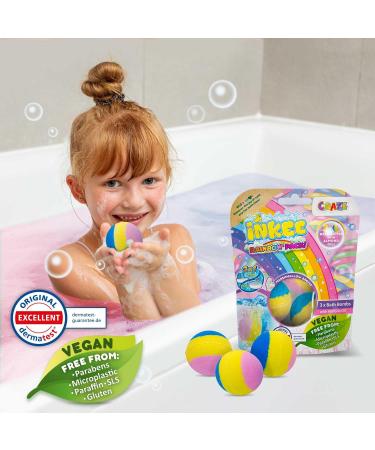 Inkee Rainbow Complete Sales Display - 15x Children s Bath Bombs Colorful Layered Rainbow Swimming Balls with Marshmallow Fragrance & Almond Oil - Buy Online on GoSupps.com