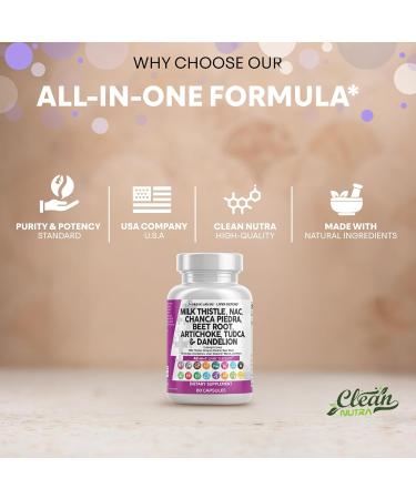 Clean Nutraceuticals Milk Thistle NAC Chanca Piedra Beet Root Artichoke Dandelion Root - Liver Cleanse Supplement Plus TUDCA Choline & Ginger - 2Pack - Buy Online on GoSupps.com