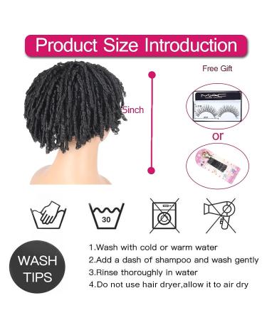 SCENTW Dreadlock Hair Topper Wig - Short Synthetic Afro Hair Half Wig with Clip-In Braided Hair Pieces for Men and Women, 1b Color - Buy Online on GoSupps.com