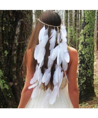 Fashband Boho Hairbands Layered Feathr Headband Halloween Decoration Headpiece Tribal Accessories for Women and Girls