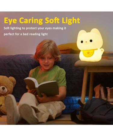 OkiyiD Cat Night Light Fortune Cat Lamp - Touch Control, Rechargeable, Dimmable Bedside Lamp for Nursery - Perfect Cat Gift for Girls and Boys! - Buy Online on GoSupps.com