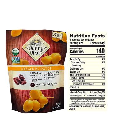Sunny Fruit Organic Pitted Dates - 5 Pack (1.76 oz Each) | Healthy Snack - Buy Online on GoSupps.com