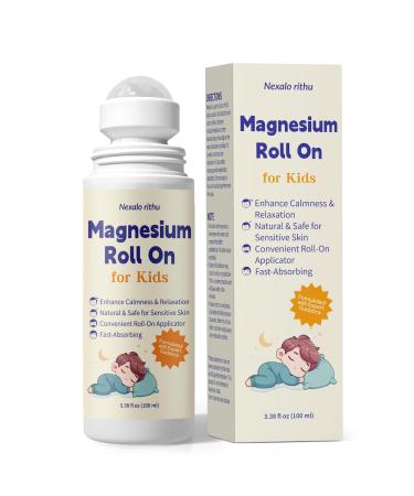 Magnesium Roll-On for Kids with Dead Sea Magnesium Chloride Calming Routine & Muscle Comfort Support Fast-Absorbing Non-Greasy with Chamomile & Aloe 3.38 fl oz