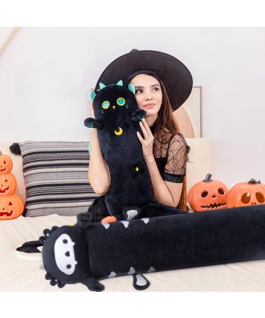 Mewaii 20in Long Cat Plush Pillow Stuffed Animal Squishy - Big Green Eyes, Sleeping Hugging Soft Toy for Kids (Black) - Buy Online on GoSupps.com