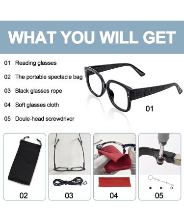 OCCI CHIARI Thick Oversized Reading Glasses for Women | Trendy Black Readers - 2.5x Magnification - Buy Online on GoSupps.com