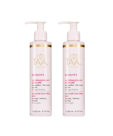 TAAJ TAAJ | Himalayan Micellar Cleansing Milk | Cleanses and removes make-up | Removes impurities | Perfectly soft and supple skin | Made in France | Vegan | Pack of 2 200 ml