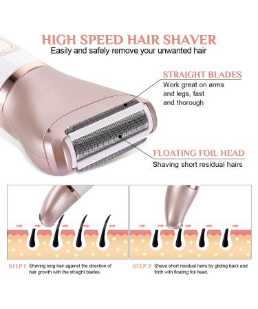 Nivlan Electric Razor for Women - 2 in 1 Wet & Dry Shaver, Portable Waterproof Bikini Trimmer for Hair Removal on Legs, Underarms, Face - Rose Gold - Buy Online on GoSupps.com