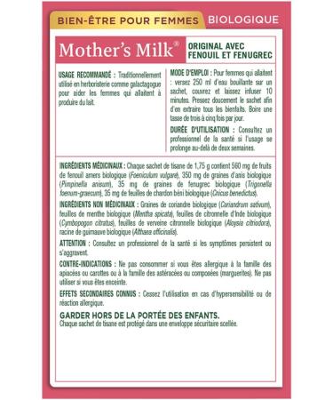 Traditional Medicinals - Organic Mother's Milk Lactation Herbal Tea (Pack of 1) - Supports Breast Milk Production For Nursing Mothers - 16 Tea Bags Total 16 Count (Pack of 1) Mother's Milk Herbal Tea - Buy Online on GoSupps.com