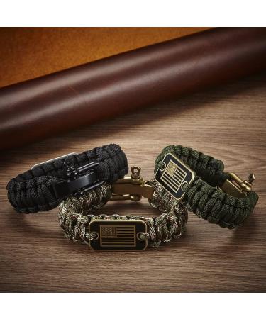 Bronze USA Flag Paracord Bracelet for Military Veterans - Tactical Survival Gift - Buy Online on GoSupps.com