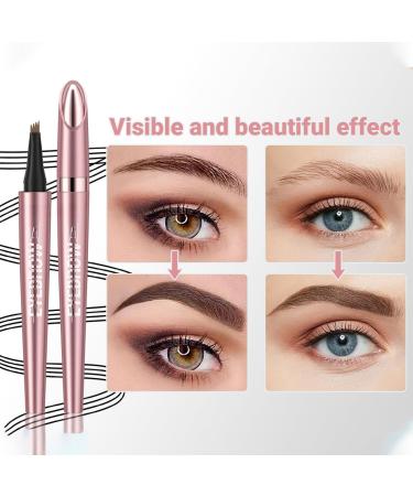 Magic Eyebrow Pencil 4 Tips Eyebrow Pen 3D Waterproof Long Lasting Eyebrow Pencil for Natural Makeup Makeup Tools (Grey) - Buy Online on GoSupps.com