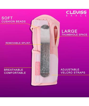 Adjustable Night Sleep Wrist Brace for Carpal Tunnel Pain Relief - Men and Women - Fits Left & Right Hand - Stabilizer with Aluminum Splint - Pink - Buy Online on GoSupps.com