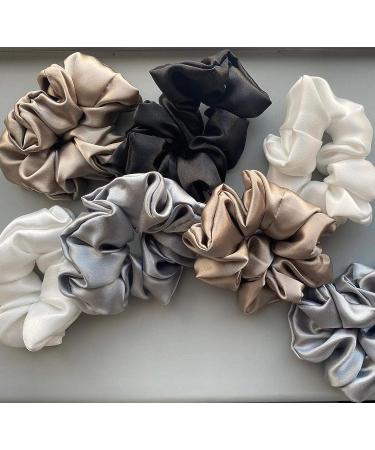 6-Piece Satin Silk Scrunchies Set - Big Hair Scrunchies for Ponytails - Gentle on Hair - Buy Online on GoSupps.com