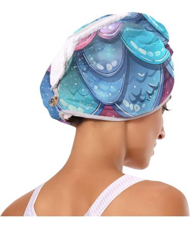 Super Absorbent Cartoon Rainbow Mermaid Scales Hair Towel 2 Pack - Quick Dry Hair Turbans for Women & Girls - Buy Online on GoSupps.com