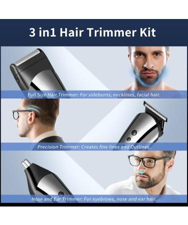 Beard Trimmer Men Eojjoisee Hair Clippers Men Nose & Ear Trimmer All-in-One Body Groomer Men Kit Cordless Rechargeable Hair Clippers with 3 Limit Combs Stainless Steel Blades (3 in 1) (Silver) - Buy Online on GoSupps.com