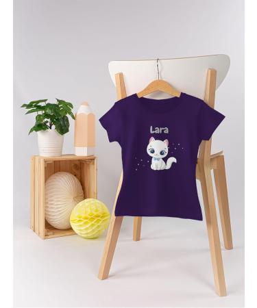 Personalized Cat T-Shirt for Girls - Cute Custom Gift by Shirtracer - Purple Cat Motif 11 - Buy Online on GoSupps.com