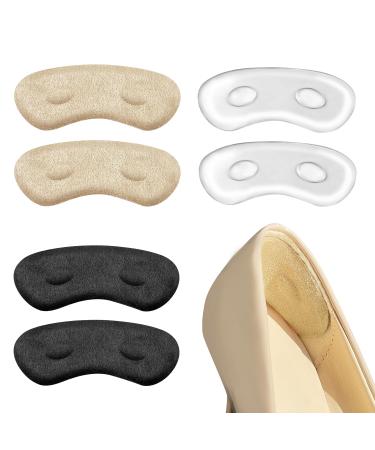 Heel Pads for Loose Shoes Heel Inserts for Women High Heel Comfort Pads Filler Improved Shoe Fit and Comfort Heel Protectors Stop Heel Slip and Blister(3 Pairs) Beige+black+clear