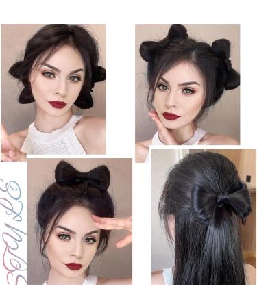 Messy Bun Hair Piece for Women Synthetic Natural Fake Hair Bow Bun Fluffy Claw Chignon Hair Extensions High Temperature Fiber Straight Updo Hairpiece Cute Headdress Styling Tools Fake Hair Accessori Brown black - Buy Online on GoSupps.com