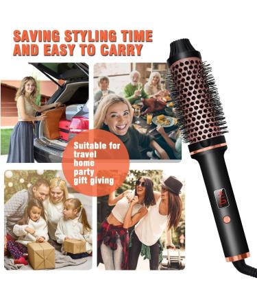 Thermal Brush & Curling Iron Brush - Volumizing Heated Round Brush with Dual Voltage Ceramic Tourmaline LCD Display & 10 Temperature Settings for Travel - Buy Online on GoSupps.com