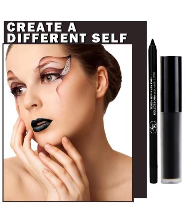 Black Lipstick & Lip Liner Set - Long Lasting Waterproof Matte Gloss for Halloween Christmas & Cosplay | Perfect for Goth Makeup - Buy Online on GoSupps.com