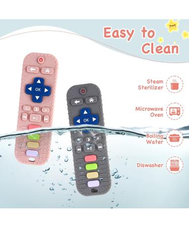 2 Pack Silicone Teething Toys for Babies 0-12 Months | Baby Sensory Toys | Chew Toys for Infant Newborn | Baby Girl Boy Gifts (Pink-Gray) - Buy Online on GoSupps.com
