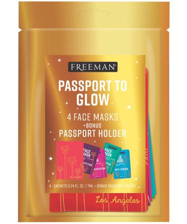 Freeman Beauty Passport to Glow Face Mask Set for Skin Care With Charcoal Clay and Mud Masks Set of 5