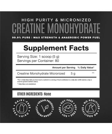 BIRDMAN Micronized Creatine Monohydrate Powder Muscle Recovery Caffeine Free Creatine Pre Workout Vegan Post Workout Gluten Free Sugar Free | 80 Servings (5 Grams Each) | 0.8lb 80 Servings (400 g) Powder - Buy Online on GoSupps.com