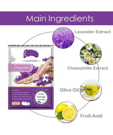Lavender Foot Peel Mask (5 Pack) - Natural Exfoliating Treatment for Dry Skin, Callus Repair, and Rough Heels - Men and Women - 5 Pairs - Buy Online on GoSupps.com