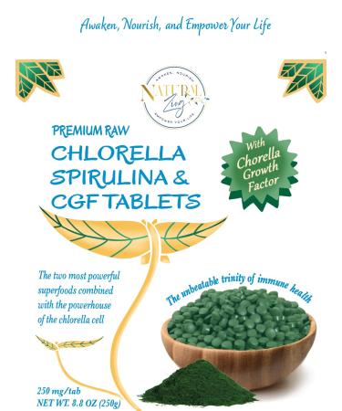 NaturalZing Awaken Nourish Empower Your Life Premium Raw 45-45-10 Chlorella Spirulina & CGF Tablets 8.8 Oz
