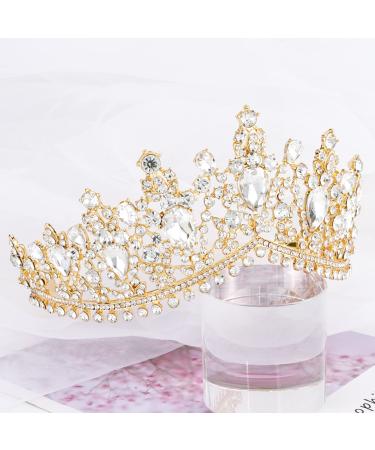TOBATOBA Gold Crown: Crystal Princess Tiara for Women - Perfect for Wedding, Quinceanera, Prom & Cosplay - Buy Online on GoSupps.com