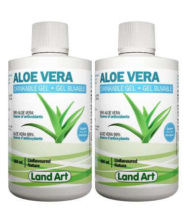 Pure Aloe Vera Drinkable Gel Unflavoured 500mL - Cold-Processed from Organic Fresh Leaves - for Heartburn Relief - Acid Reflux - Made In Canada (Pack of 2) 500 ml (Pack of 2)